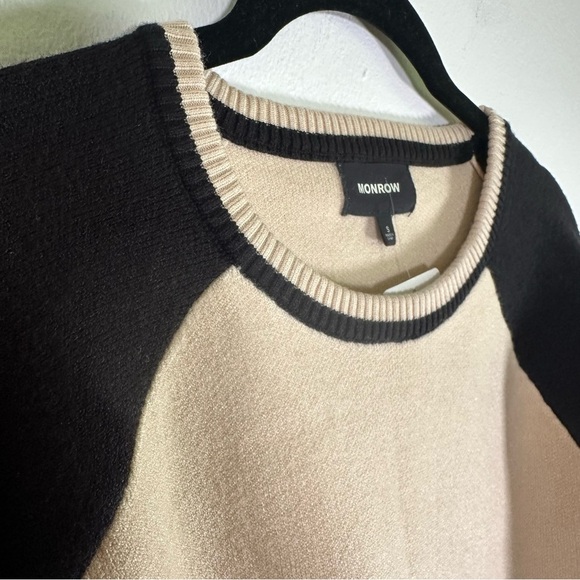 NWT $148 Revolve x Monrow Super Soft Color Block Raglan Cropped Pullover Sweater - Picture 9 of 11